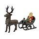 Christmas Decorations Santa Claus On Sleigh With Reindeer Die Cast Iron