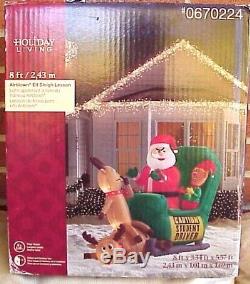 Christmas Elf Student Driver Santa Sleigh Reindeer 8' Airblown Inflatable Yard