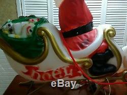 Christmas Empire Santa And Sleigh & 1 Reindeer Blow Mold -App. 38 Ht. X57 Long