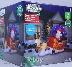 Christmas Gemmy 8.5 ft Santa's Sleigh w Reindeer Globe Airblown Inflatable NIB