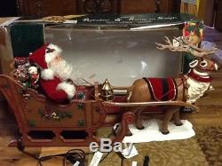 Christmas Holiday Creations Animated Reindeer & Santa Claus on Sleigh 1999