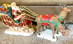 Christmas Holiday Time LED Light-up Santa's Sleigh withReindeer