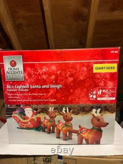Christmas Home Accents -NIB- 16 ft Wide Santa in Sleigh withReindeer Inflatable