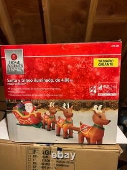 Christmas Home Accents -NIB- 16 ft Wide Santa in Sleigh withReindeer Inflatable