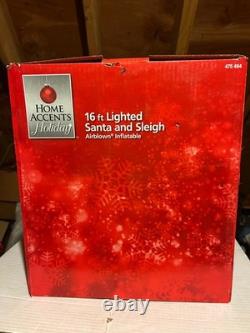 Christmas Home Accents -NIB- 16 ft Wide Santa in Sleigh withReindeer Inflatable