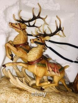 Christmas Home Art Jewelry Santa's Sleigh Reindeer Holiday Decoration Handmade