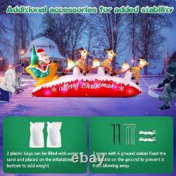 Christmas Inflatable 10 ft Santa Sleigh with Reindeer and Colorful LEDs Outdo