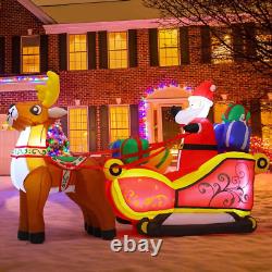 Christmas Inflatable 6.8 FT Santa and Sleigh with Reindeer, Santa Sleigh and Rei