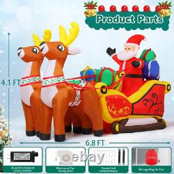 Christmas Inflatable 6.8 FT Santa and Sleigh with Reindeer, Santa Sleigh and Rei