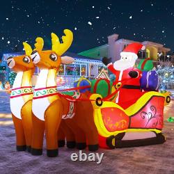 Christmas Inflatable 6.8 FT Santa and Sleigh with Reindeer, Santa Sleigh and Rei