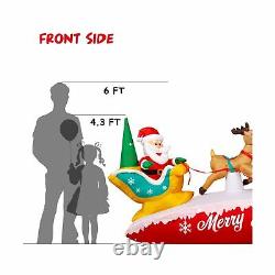 Christmas Inflatable Decoration- LED light Santa on Sleigh with Three Reindeer