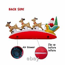 Christmas Inflatable Decoration- LED light Santa on Sleigh with Three Reindeer