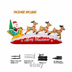 Christmas Inflatable Decoration- LED light Santa on Sleigh with Three Reindeer