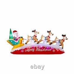 Christmas Inflatable Decoration- LED light Santa on Sleigh with Three Reindeer