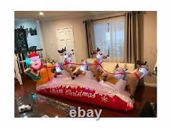 Christmas Inflatable Decoration- LED light Santa on Sleigh with Three Reindeer