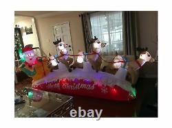 Christmas Inflatable Decoration- LED light Santa on Sleigh with Three Reindeer