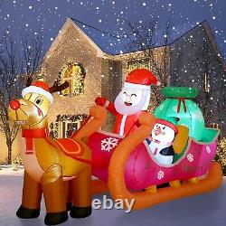 Christmas Inflatable Santa Claus 8FT Santa Sleigh Reindeer LED Light Decoration