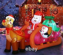 Christmas Inflatable Santa Claus 8FT Santa Sleigh Reindeer LED Light Decoration