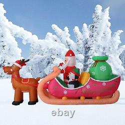 Christmas Inflatable Santa Claus 8FT Santa Sleigh Reindeer LED Light Decoration