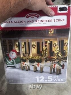 Christmas Inflatable Santa Claus Reindeer Sleigh Blowup Yard Decoration 12.5ft