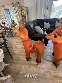 Christmas Inflatable Santa Claus Reindeer Sleigh Blowup Yard Decoration 96