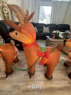 Christmas Inflatable Santa Claus Reindeer Sleigh Blowup Yard Decoration 96