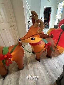 Christmas Inflatable Santa Claus Reindeer Sleigh Blowup Yard Decoration 96