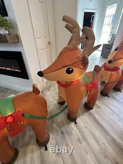 Christmas Inflatable Santa Claus Reindeer Sleigh Blowup Yard Decoration 96