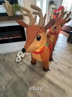 Christmas Inflatable Santa Claus Reindeer Sleigh Blowup Yard Decoration 96