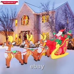 Christmas Inflatable Santa Claus on Sleigh with 3 Reindeer & Christmas Tree, Blo