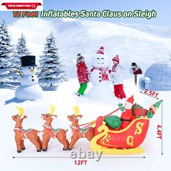 Christmas Inflatable Santa Claus on Sleigh with 3 Reindeer & Christmas Tree, Blo