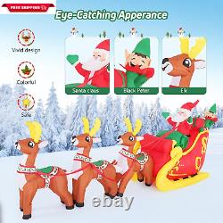 Christmas Inflatable Santa Claus on Sleigh with 3 Reindeer & Christmas Tree, Blo