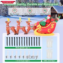 Christmas Inflatable Santa Claus on Sleigh with 3 Reindeer & Christmas Tree, Blo