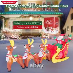 Christmas Inflatable Santa Claus on Sleigh with 3 Reindeer & Christmas Tree, Blo