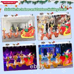 Christmas Inflatable Santa Claus on Sleigh with 3 Reindeer & Christmas Tree, Blo