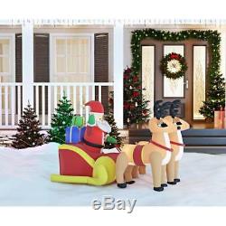 Christmas Inflatable Santa On Sleigh With Reindeer Decoration Outdoor /Indoor