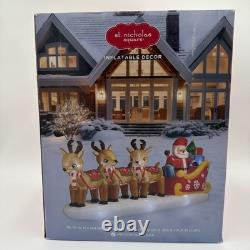 Christmas Inflatable Santa Sleigh & Reindeer 12'x5.5' NEW St. Nicholas Square