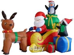 Christmas Inflatable Santa Sleigh Reindeer Penguins Yard Lights Up Outdoor Decor