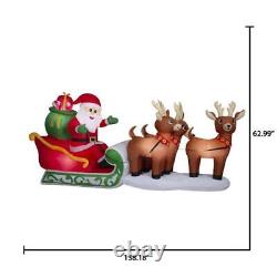 Christmas Inflatable Santa Sleigh Reindeer Yard Decor LED Lights 138in Airblown