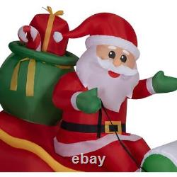 Christmas Inflatable Santa Sleigh Reindeer Yard Decor LED Lights 138in Airblown