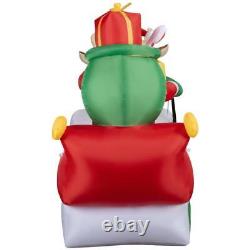 Christmas Inflatable Santa Sleigh Reindeer Yard Decor LED Lights 138in Airblown