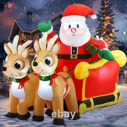 Christmas Inflatable Santa Sleigh With Reindeer LED Outdoor Decoration Yard Decor
