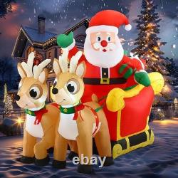 Christmas Inflatable Santa Sleigh With Reindeer LED Outdoor Decoration Yard Decor