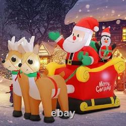 Christmas Inflatable Santa Sleigh and Reindeer, 6 FT Blow Up Santa Claus on