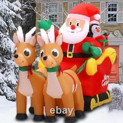 Christmas Inflatable Santa Sleigh and Reindeer, 6 FT Blow Up Santa Claus on