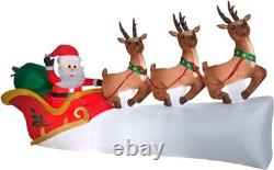 Christmas Inflatable Santa's Sleigh with Flying Reindeer, 5.5 ft Tall, Multi