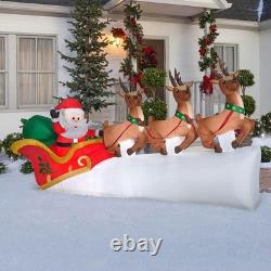 Christmas Inflatable Santa's Sleigh with Flying Reindeer, 5.5 ft Tall, Multi