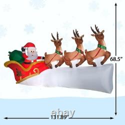 Christmas Inflatable Santa's Sleigh with Flying Reindeer, 5.5 ft Tall, Multi
