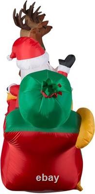 Christmas Inflatable Santa's Sleigh with Flying Reindeer, 5.5 ft Tall, Multi