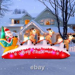 Christmas Inflatables 10 FT Long Santa Sleigh and Reindeer Decor